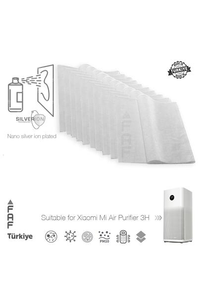 FAF FİLTRE 10 قطع من منقي الهواء Xiaomi - متوافق مع 3 ساعات، أيون فضي، فلتر م...