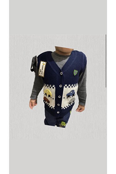 MODA AMBER Trend Arabalı Model Erkek Bebek Örme Çocuk Yeleği