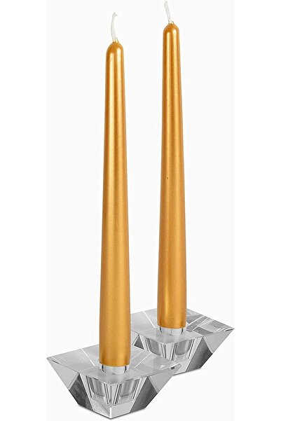 homeartplus 10 'lu Gold Renkli Şamdan Mumu