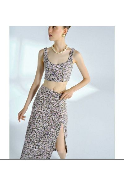 Budi Floral Patterned Crop Set