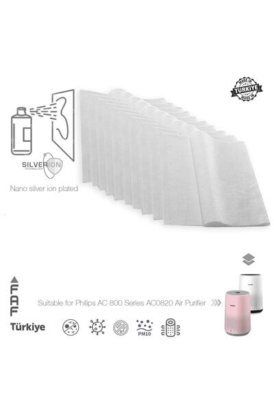 FAF FİLTER 10 Adet Philips Ac0820 Uyumlu Gümüş Iyonlu Elektrostatik Toz Tutuc...