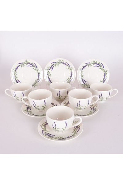 TEBAK COLLECTION 6-Piece Lavender Patterned Porcelain Turkish Coffee Cup