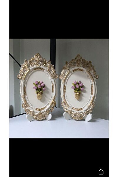 busraconcept Çerçeveli Çiçekli Tablo 2 Li , Özel El Yapımı , Duvar Dekoratif Aksesuar