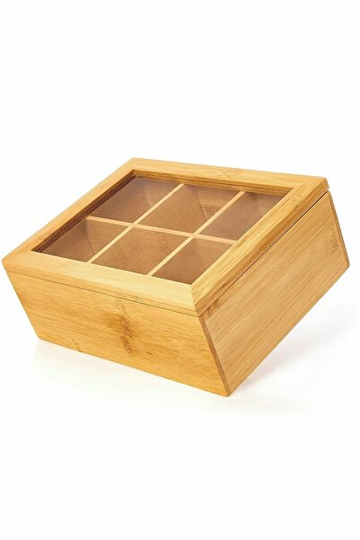 morponi Bambu 6 Bölmeli Çok Amaçlı Saklama Kutusu, Bambu Organizer 24 Cm X 16 Cm