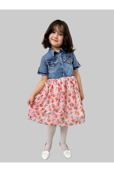 Esterella Fata/ Rochie cu buline cu centura/Rochie pentru fete cu maneca lunga
