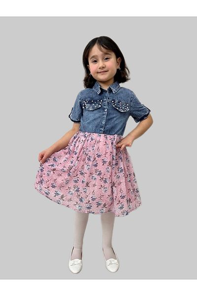 Esterella Fata/ Rochie cu buline cu centura/Rochie pentru fete cu maneca lunga