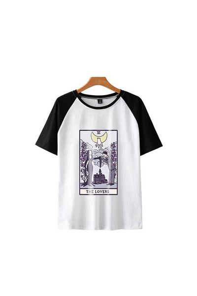 Touz Touz Tarot 'the Lovers' Printed Raglan Sleeve White Unisex Oversize T-shirt