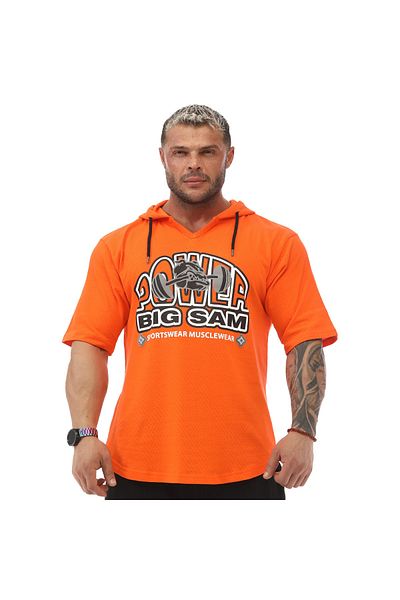 Big Sam Men's Orange Hooded Training T-Shirt 3237