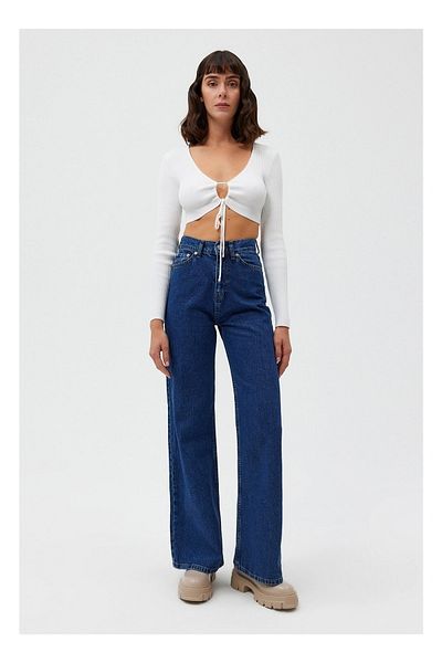 Trn JNS Keen Indigo, albastru închis, pentru femei, lycra largi, anii 90, talie super înaltă, blugi largi, pantaloni Palazzo