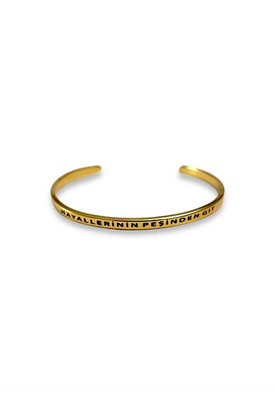 YÖRÜK TASARIM Follow Your Dreams!Gold Steel Bracelet