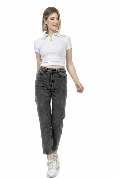 LİMABEL Liva Füme Mom Jean Γυναικείο Boyfriend Υψηλόμεσο Power Lycra Toparlayıcı