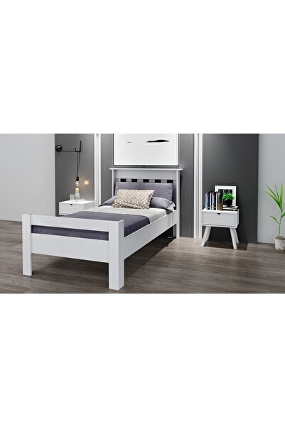 Ninnimo Still 120x200 Yatak Uyumlu Tek Kişilik Beyaz Mdf Karyola Msty-120x200