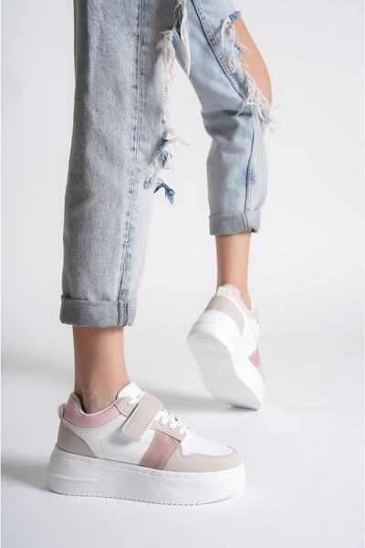 Moda Değirmeni Tenis de damă, alb pudra, piele Bg1025-101-0008