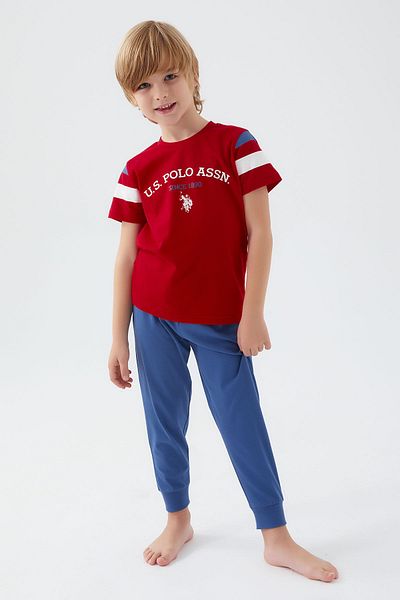 U.S. Polo Assn. Base. Polo Assn Intense Red Boy Short Sleeve Pajama Set