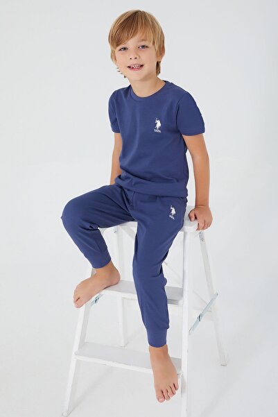 U.S. Polo Assn. Set pijama cu mânecă scurtă pentru băiat, albastru închis