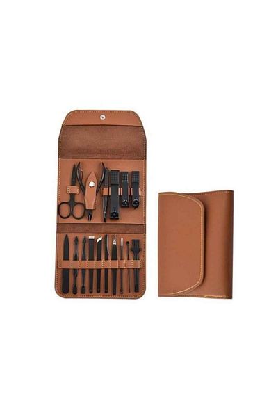 BOL ÇEŞİT BURADA 16 Piece Stainless Steel Manicure Pedicure Set with Bag 177b