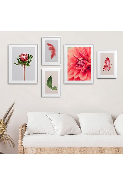 HOMEPACK Σετ ζωγραφικής 5 τεμαχίων με λευκό πλαστικοποιημένο πλαίσιο Hpn010