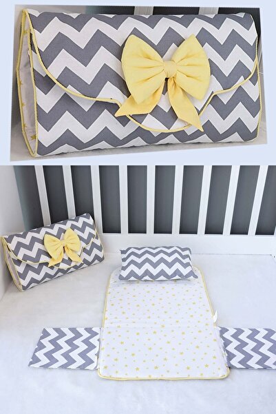 Umaybebek Alt Açma Minderi - Çantalı - Gri Zikzak