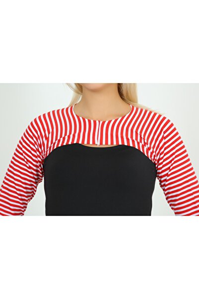 ModaCanel Bolero Red White Striped Long Sleeve Bolero Hijab