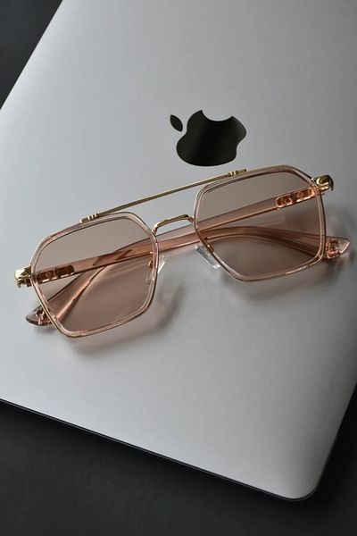LOOKUP Unisex Large Square Rectangular Sunglasses Brown