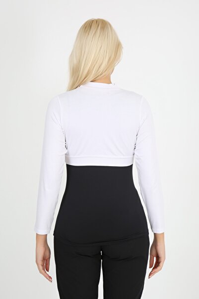ModaCanel Moda Canel Crop Likralı Bluz Beyaz Crop Içlik