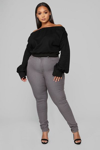 sinembutik Gray Large Size Colorfast Recovery Jeans