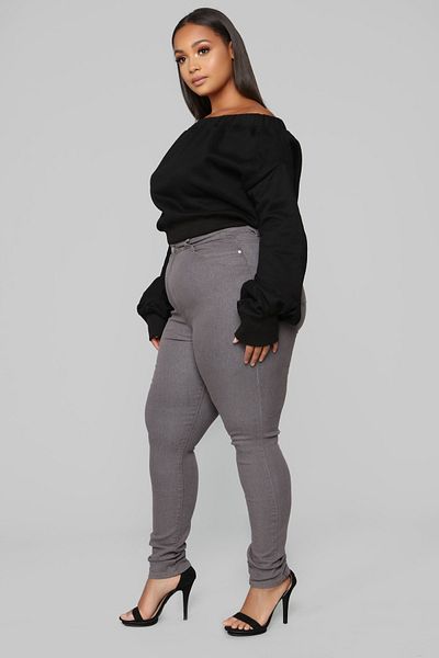 sinembutik Gray Large Size Colorfast Recovery Jeans
