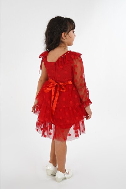 HMZ GOLD Tek Kollu Puantiyeli Elbise- Mezuniyet-dogum Günü Ve Kutlama Elbise