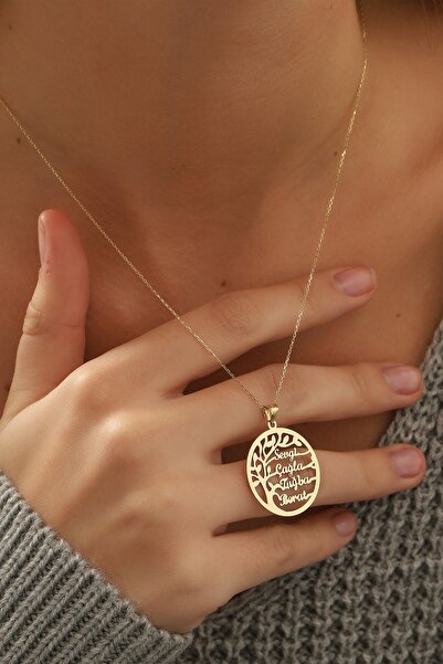 PRENSES PIRLANTA Altın Kolye/hayat Ağacı Altın Kolye/14 Ayar Altın Aile Kolye...