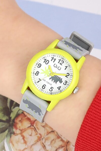 Q&Q B22a017y Yellow Gray Color Unisex 10 Atm Waterproof Kids Wristwatch