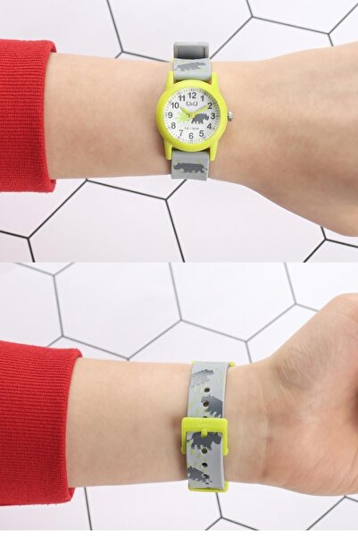 Q&Q B22a017y Yellow Gray Color Unisex 10 Atm Waterproof Kids Wristwatch