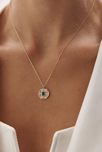 YAVUZ KUYUMCULUK 14 Ayar Altın Arte Zümrüt Kolye