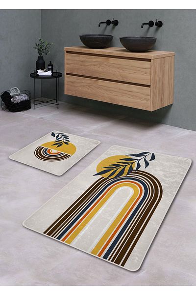 Pilloveland Covoraș de baie lavabil cu bază anti-alunecare din 2 piese - model Omega 60*100 cm - 50*60 cm