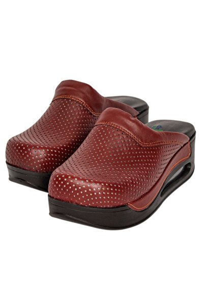 DR SABO Sabo Terlik Kadın Ortopedik El Yapımı Bordo Deri