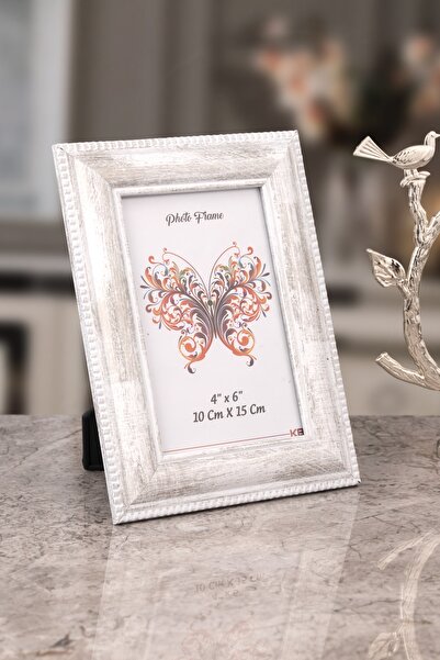 Seniste Berlin Mini Decorative Picture Frame White Antique With Adjustable Legs - Can Be Hanged on the Wall 10x15 Cm