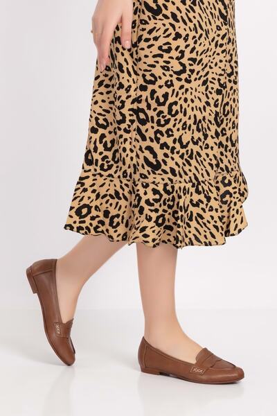 Gondol Γυναικεία Loafer Ballerina από γνήσιο δέρμα Anl.6184 - Καρυδιά - 39