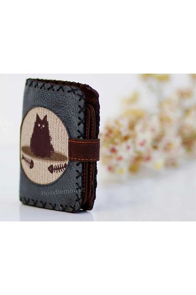 HOODİEMOUSE Caramel Figured Small Wallet Ethnic Bohemian Retro Style - anthracite