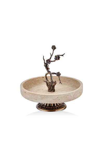 SETABIANCA Evza Μαρμάρινο Μπρούτζινο Τραβερτίνη Παρουσίαση Πιάτο με Φιγούρα Δ...