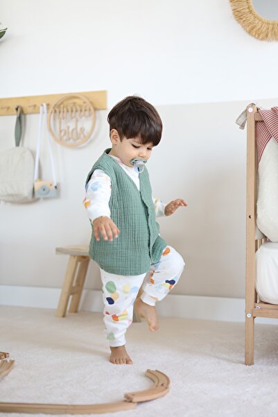 Ninna Kids Multi Muslin Baby & Kids Vest - Green