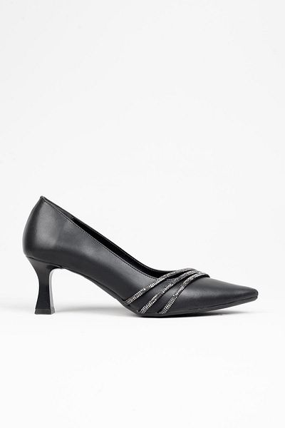 Adım Adım Women's Black Stone Detailed 6 Cm Heeled Shoes