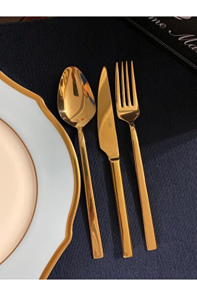 Dame Marie طقم ملاعق سكاكين وشوكة ذهبية 18 قطعة من لويس - مجموعة طعام - 6 أشخاص