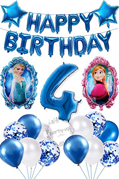 PARTİAVM مجموعة بالونات فروزن إلسا آنا بالون ملكة الثلج ذات الطابع الأزرق