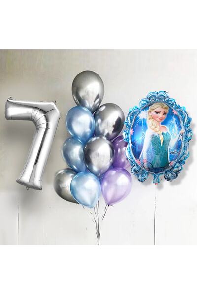 Disney Frozen Frozen Elsa Balon Parlak Balon Gümüş Rakam Balonlu Karlar Kraliçesi Konsepti