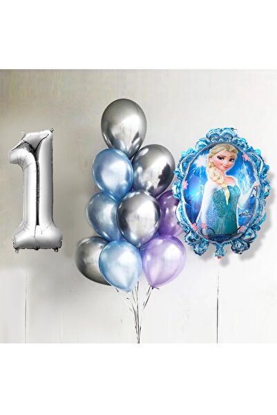 Disney Frozen Frozen Elsa Balon Parlak Balon Gümüş Rakam Balonlu Karlar Kraliçesi Konsepti