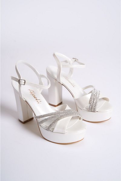 ALPELLİ Women's Pearl Stone Platform Heeled Shoes