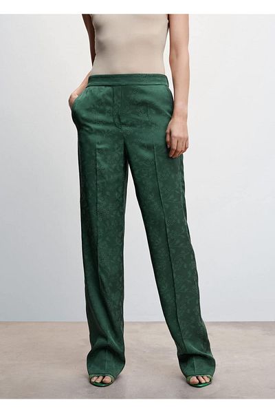 MANGO Woman Pantaloni din material Jacquard
