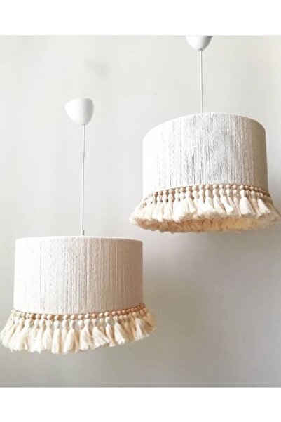 EACHTOME Bohem Avize, Rustik Avize, Jüt Avize, Doğal Avize, Hasır Örgü Avize, Hasır Avize, Beyaz Boncuklu