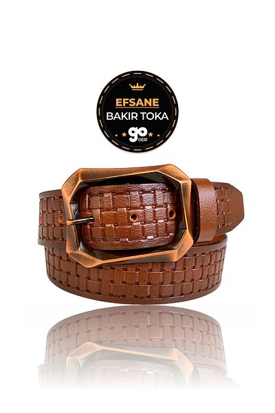 GoDeri 100% Γνήσιο Δέρμα, Πόρπη Legendary Copper Color, Καφέ Γυναικεία Τζιν Ζώνη 4 cm=08-χάλκινο