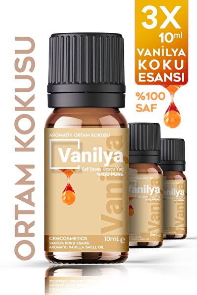 Cem Cosmetics Vanilya Özü 3 Lü Oda Kokusu %100 Saf - Doğal 3x10ml Buhardanlık...