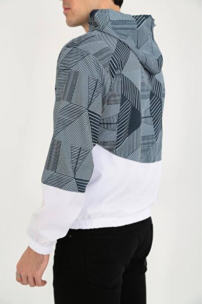 Be Original Unisex αδιάβροχο αντιανεμικό παλτό για προπόνηση τρεξίματος γκρι ριγέ